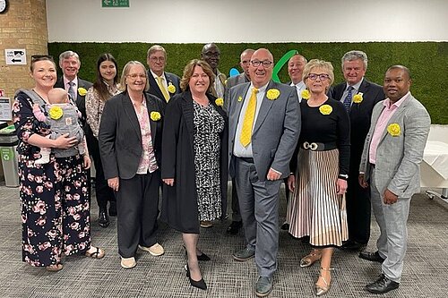 The 15 councillors of the MK Lib Dem council group after the 2023 Local Elections