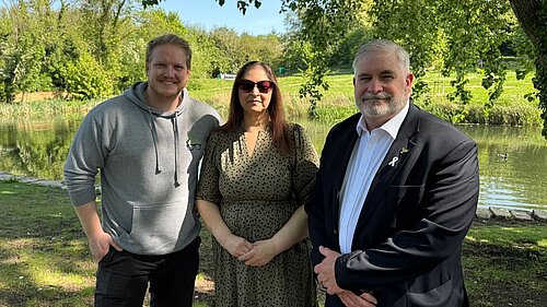 Councillor Duncan Banks with Jon Manning Founder of Arthur Ellis MHS and Rita Mistry Clinical Director at Arthur Ellis MHS