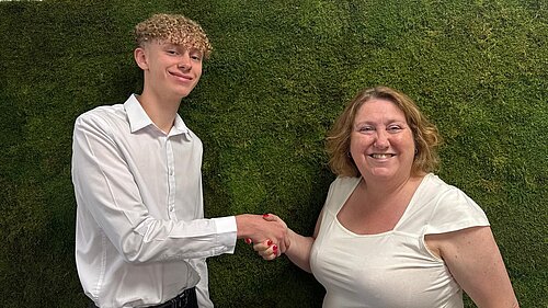 Councillor Jane Carr with work experience student Alistar Hancock