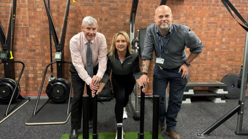 Pictured: Cllr Sam Crooks, Cabinet Member for Sport and Leisure, Kristina, Fitness Manager and James Ewart, Contract Manager, More Leisure