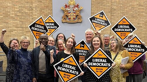 Lib Dem group, showing two new women councillors