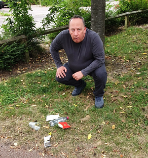 Peter Cannon with litter
