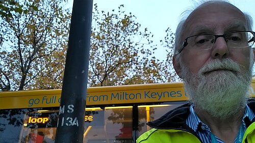 Cllr Graham Eaton by MK bus