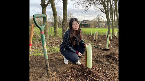 Cllr Wing Tsang volunteering with Community Trees MK